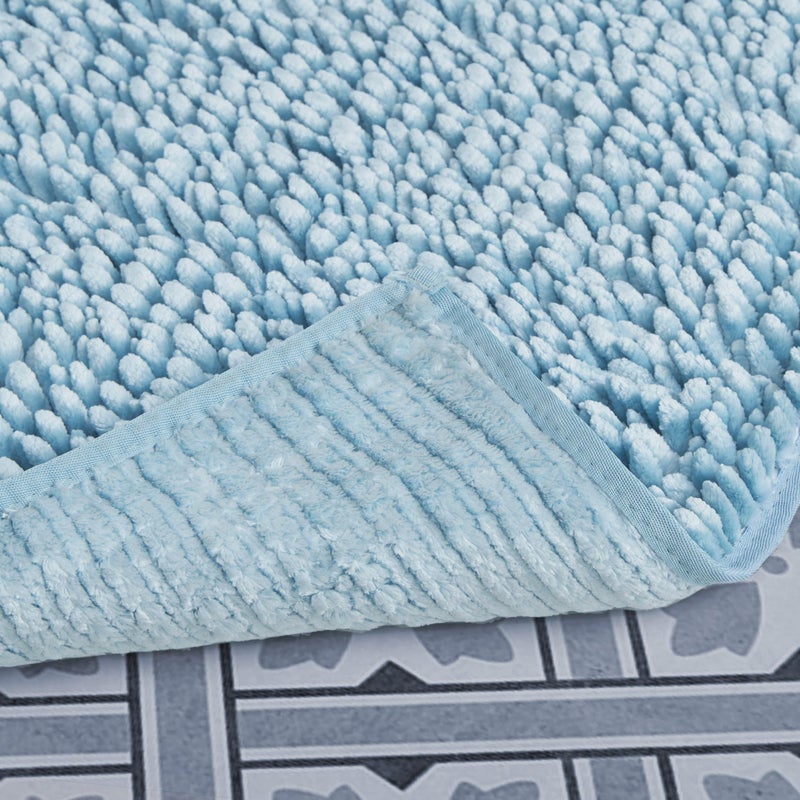 Laura Ashley Butter Chenille Bath Rug, Absorbent Shaggy Bathroom Mat, Non Slip Plush Carpet Rugs for Tub and Sink - 2 Piece (17" x 24" and 20" x 34") Aqua - Image 4